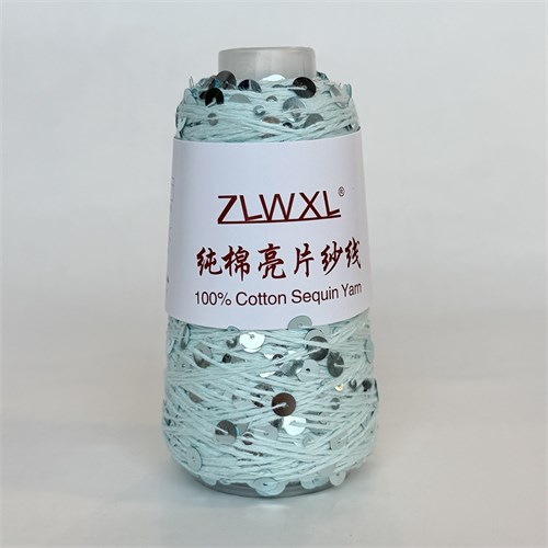 Королевские пайетки на хлопке | Мятный с мятными пайетками, 50 гр. Z13