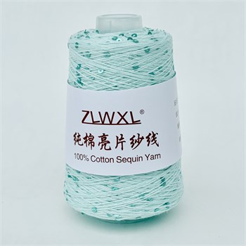 Микропайетки 3 мм на хлопке | Мятный с матовыми мятными пайетками, 100 гр. P17