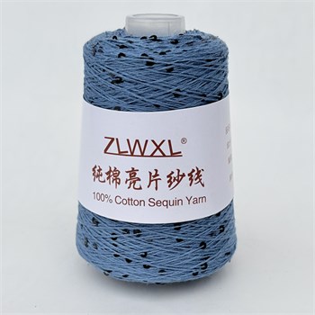 Микропайетки 3 мм на хлопке | Джинс с чёрными пайетками, 100 гр. P06