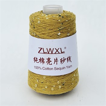 Микропайетки 3 мм на хлопке | Жёлтый с золотыми пайетками, 100 гр. P12