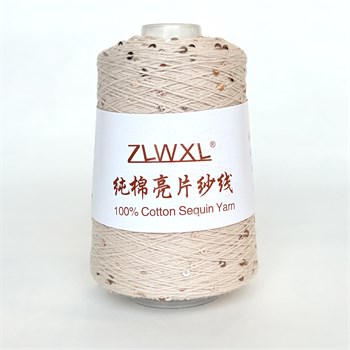 Микропайетки 3 мм на хлопке | Латте с золотыми пайетками, 100 гр. P67