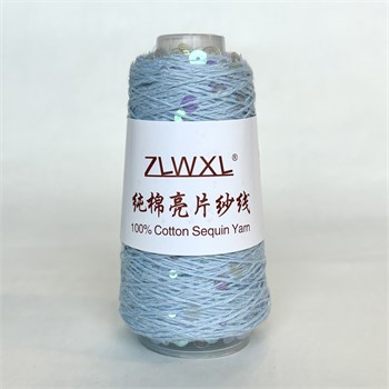 Королевские пайетки на хлопке | Голубой с прозрачными перламутровыми пайетками, 50 гр. Z48